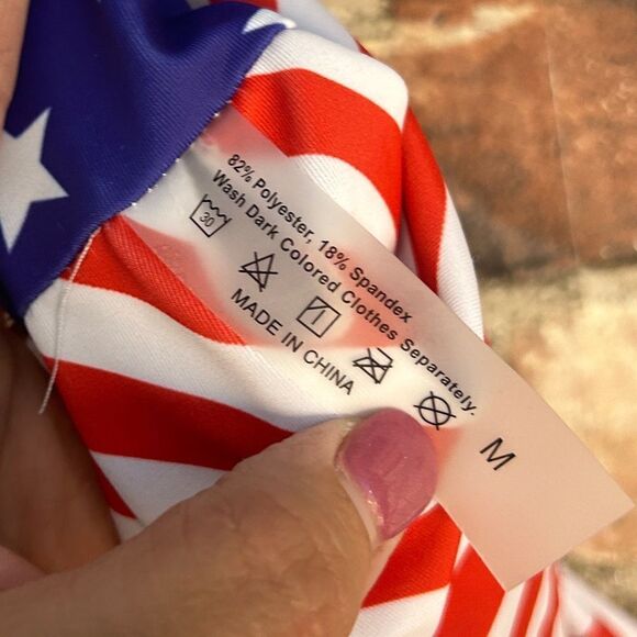 5 for $25🔥American Flag Tie Front Bikini Top Medium - Picture 3 of 4